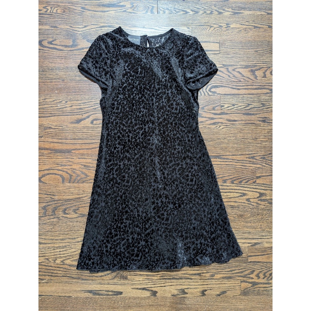 Vintage 90s Kay Unger Velvet Black Sheet Burnout Mini Dress Whimsigoth Size 8